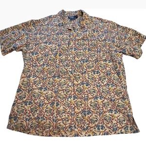 Polo Ralph Lauren Caldwell Shirt Medallion Damask Print Cotton Retro Size Large